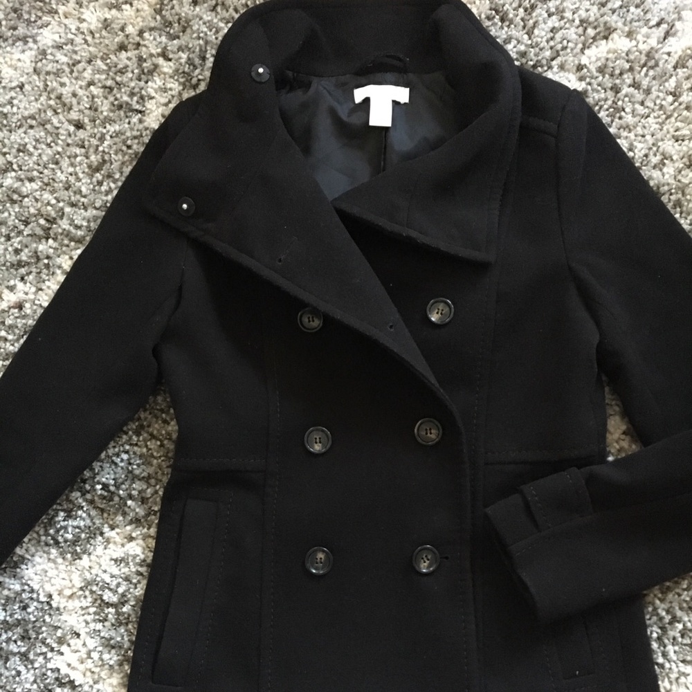 H&M black peacoat